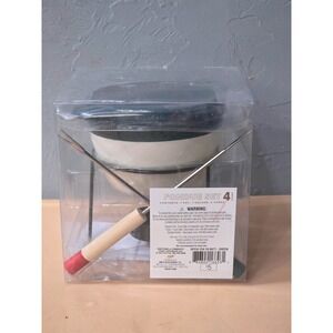 4 PC SET of CERAMIC and METAL FONDUE SETS w/2 FONDUE.